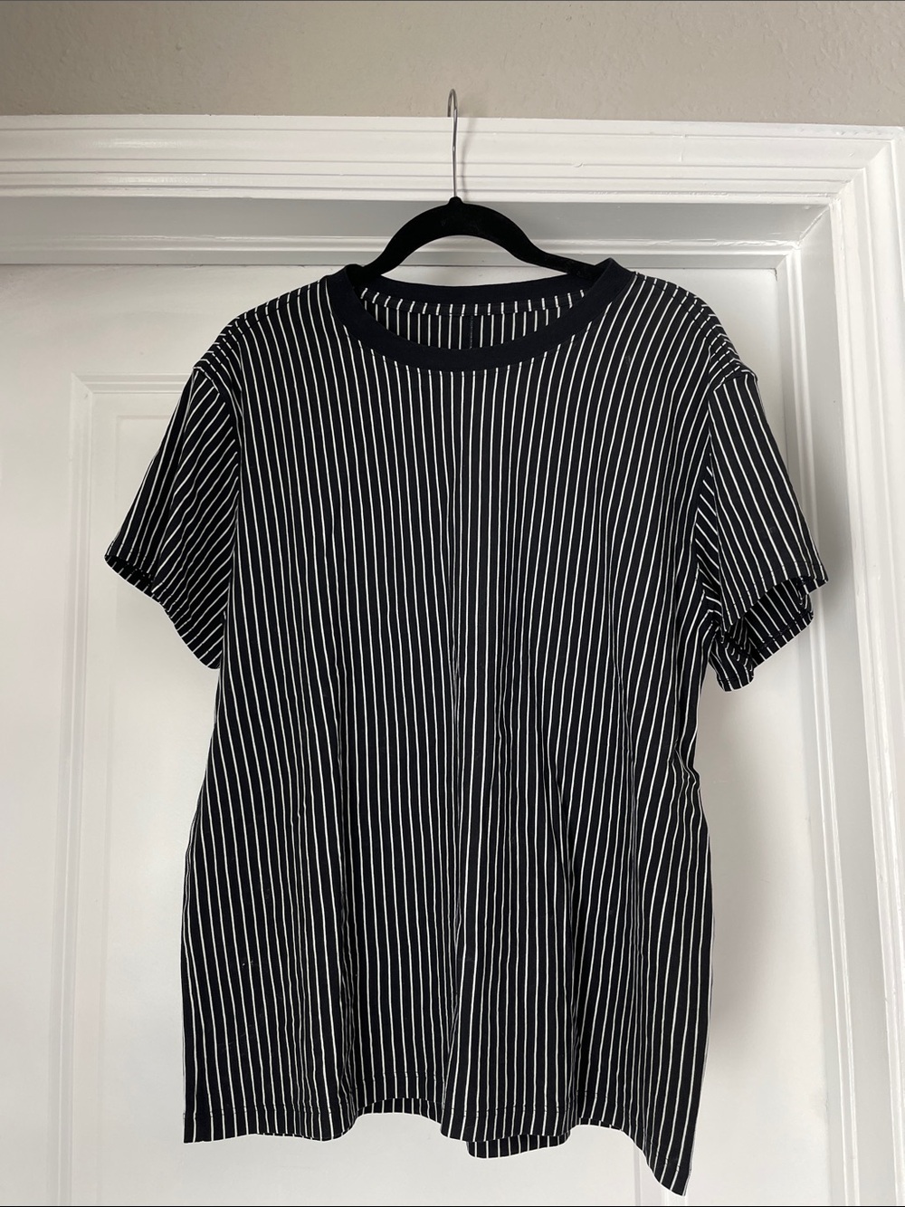 lululemon athletica Black and White Striped Short Sleeve Tee